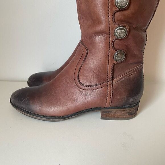 Arturo Chiang Knee High Brown Leather Riding Boots Size 6.5 Buttons Zip Up - Picture 5 of 13
